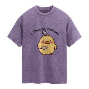 I Choose Violence Washed Cotton T-Shirt Funny Duck With Knife Gift