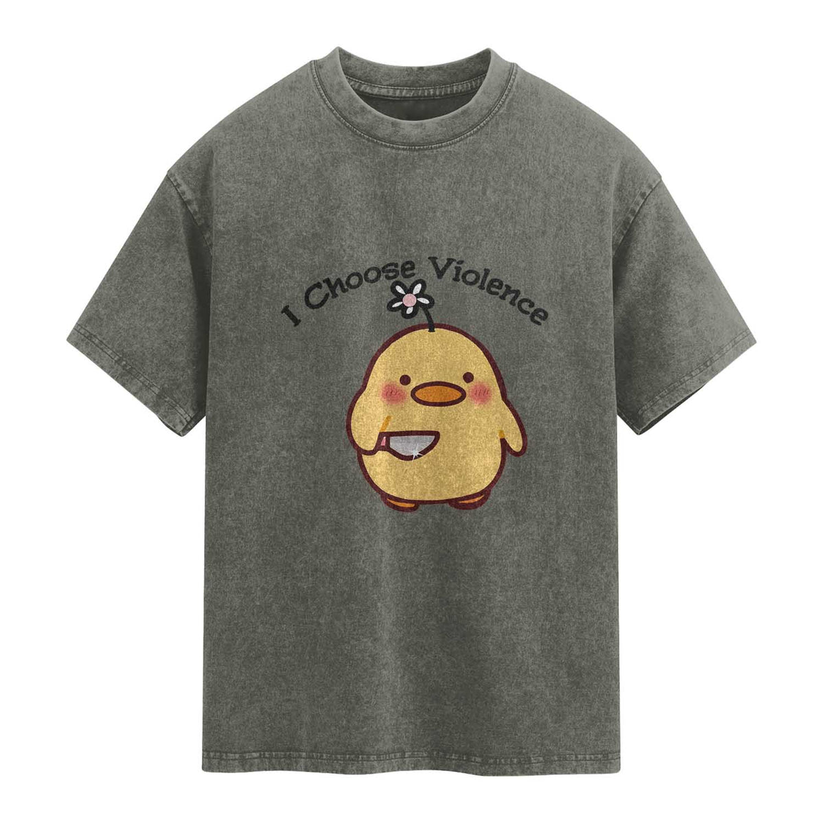 I Choose Violence Washed Cotton T-Shirt Funny Duck With Knife Gift