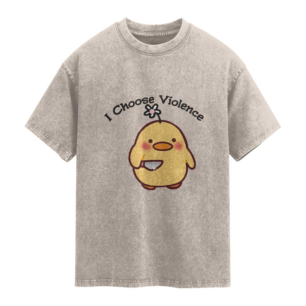 I Choose Violence Washed Cotton T-Shirt Funny Duck With Knife Gift
