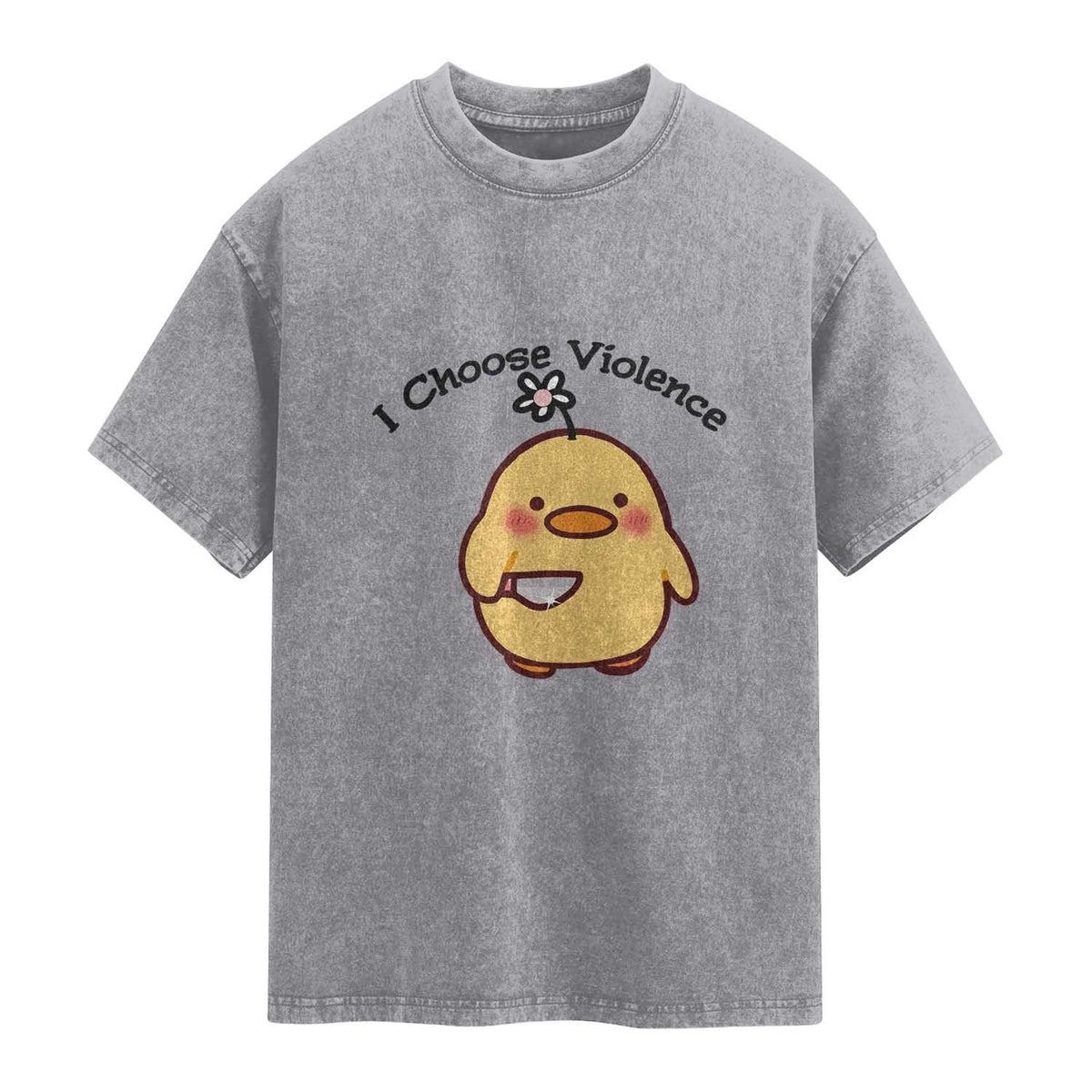 I Choose Violence Washed Cotton T-Shirt Funny Duck With Knife Gift