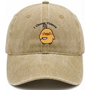 I Choose Violence Washed Cotton Baseball Cap Funny Duck With Knife Gift TS12 Print Your Wear