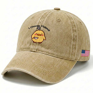 I Choose Violence Washed Cotton Baseball Cap Funny Duck With Knife Gift TS12 Print Your Wear