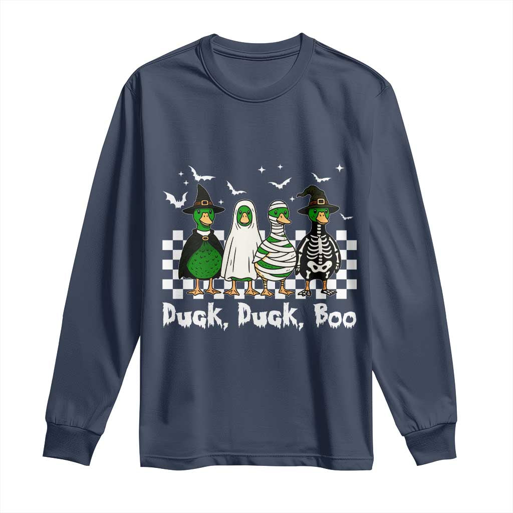 Halloween Duck Duck Boo Long Sleeve Shirt Funny Spooky Gift TS12 Navy Print Your Wear