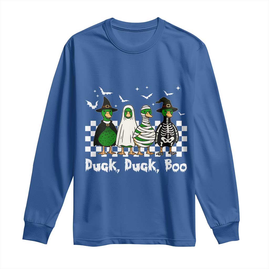 Halloween Duck Duck Boo Long Sleeve Shirt Funny Spooky Gift TS12 Royal Blue Print Your Wear