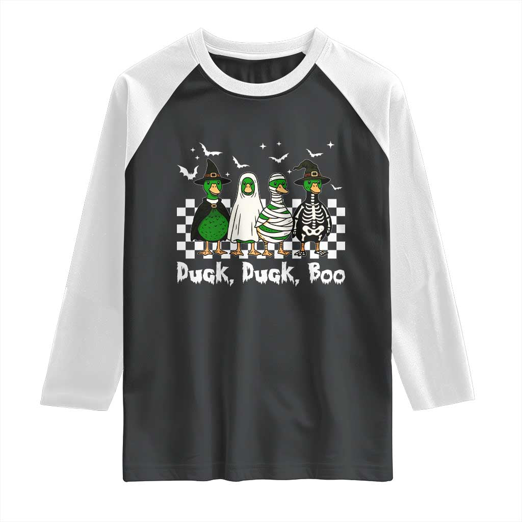 Halloween Duck Duck Boo Raglan Shirt Funny Spooky Gift TS12 Black White Print Your Wear