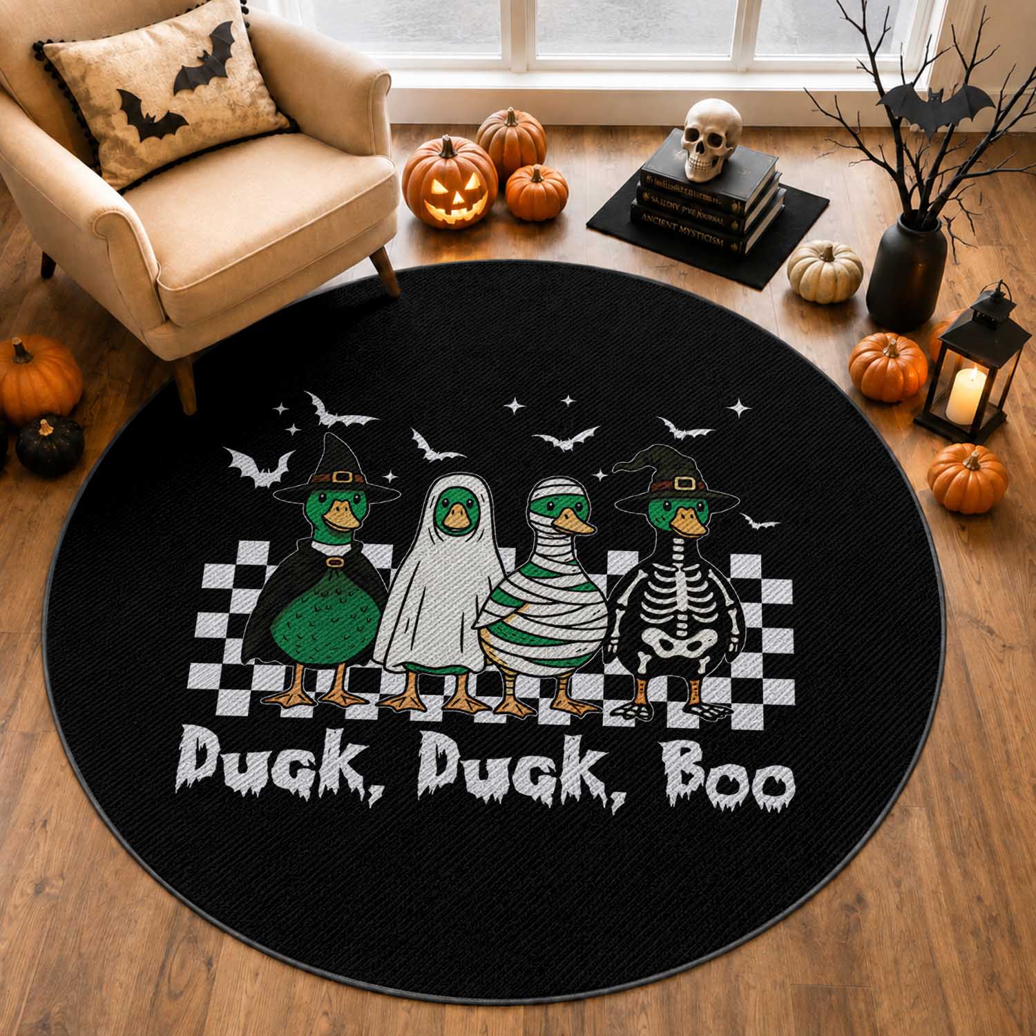Halloween Duck Duck Boo Round Rug Funny Spooky Gift