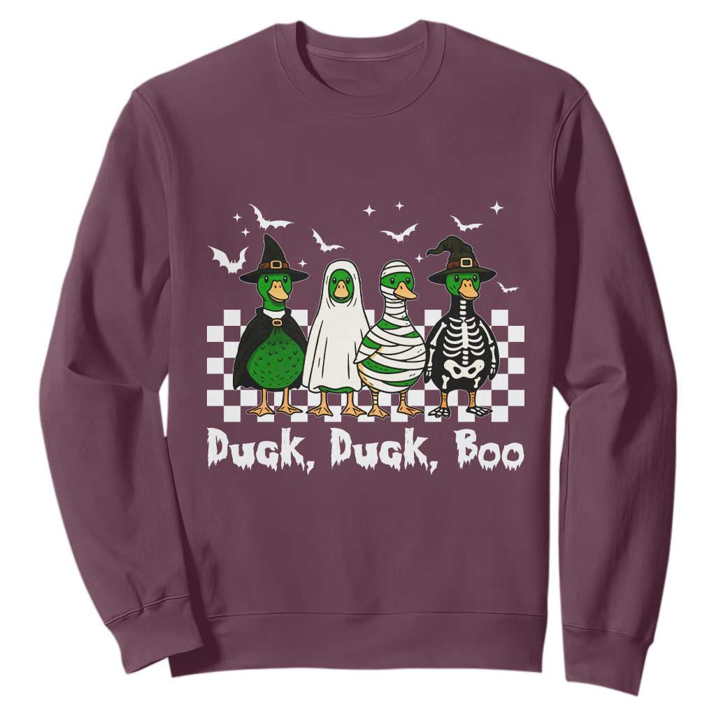Halloween Duck Duck Boo Sweatshirt Funny Spooky Gift TS12 Maroon Print Your Wear