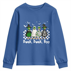 Halloween Duck Duck Boo Youth Sweatshirt Funny Spooky Gift TS12 Royal Blue Print Your Wear