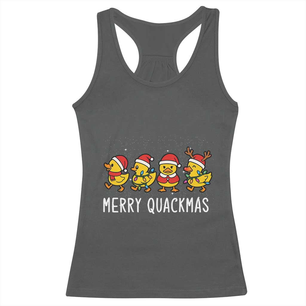 Funny Christmas Duck Racerback Tank Top Merry Quackmas Gift TS12 Dark Heather Print Your Wear
