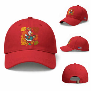Thanksgiving Duck Lover Gift Baseball Cap Cute Duck Drinking Coffee TS12 Baseball Cap Universal Fit Red Print Your Wear