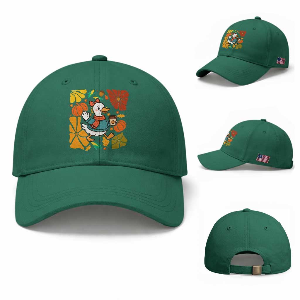 Thanksgiving Duck Lover Gift Baseball Cap Cute Duck Drinking Coffee TS12 Baseball Cap Universal Fit Irish Green Print Your Wear