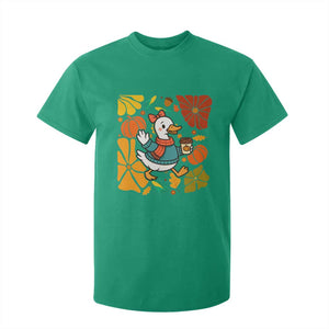 Thanksgiving Duck Lover Gift T Shirt For Kid Cute Duck Drinking Coffee TS12 Irish Green Print Your Wear