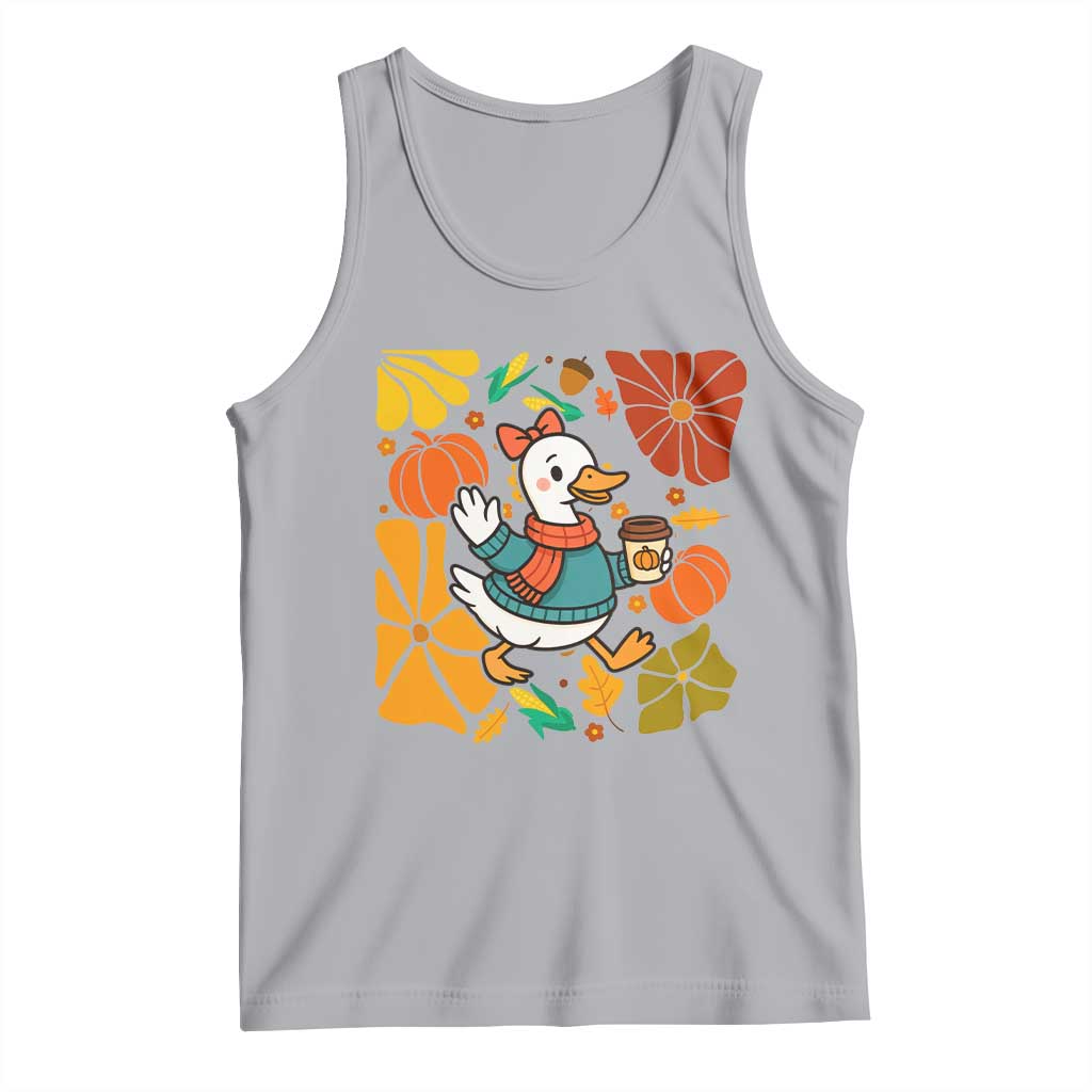 Thanksgiving Duck Lover Gift Tank Top Cute Duck Drinking Coffee TS12 Athletic Heather Print Your Wear