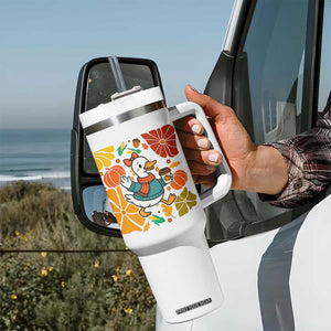 Thanksgiving Duck Lover Gift Tumbler With Handle Cute Duck Drinking Coffee TS12 Print Your Wear