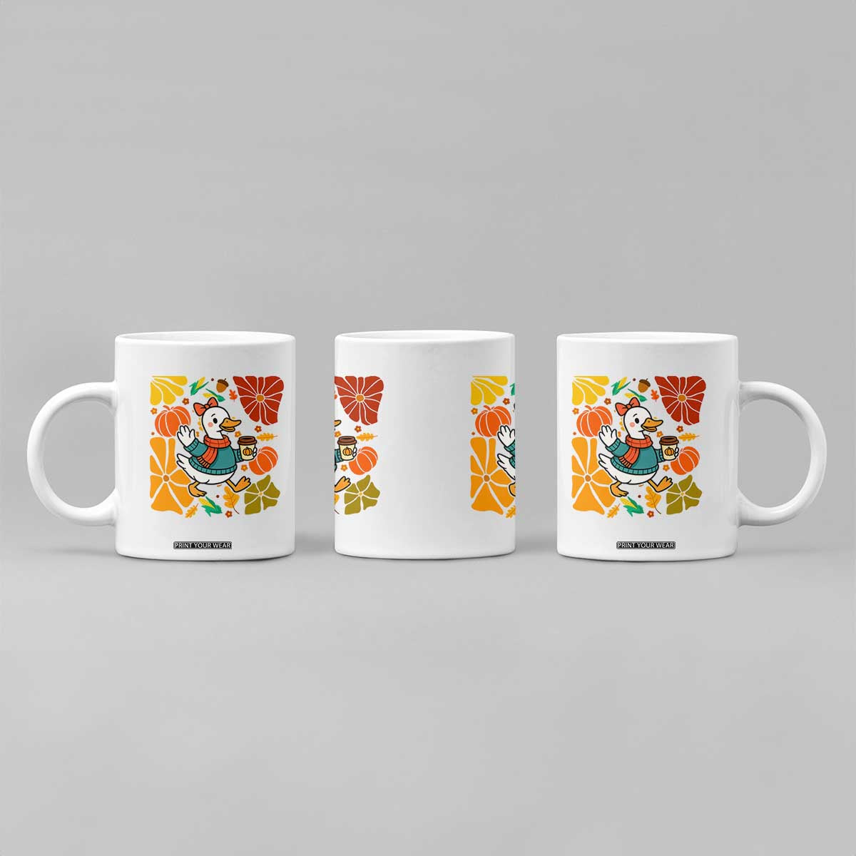 Thanksgiving Duck Lover Gift Coffee Mug Cute Duck Drinking Coffee TS12 Print Your Wear