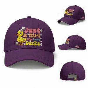 Duck Lover Gift Baseball Cap Just A Girl Who Loves Ducks TS12 Baseball Cap Universal Fit Purple Print Your Wear