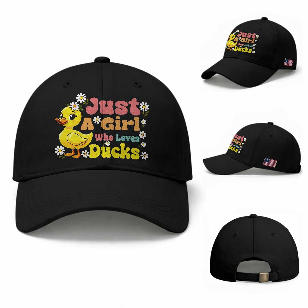 Duck Lover Gift Baseball Cap Just A Girl Who Loves Ducks TS12 Baseball Cap Universal Fit Black Print Your Wear