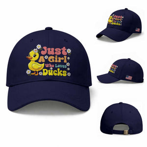 Duck Lover Gift Baseball Cap Just A Girl Who Loves Ducks TS12 Baseball Cap Universal Fit Dark Blue Print Your Wear
