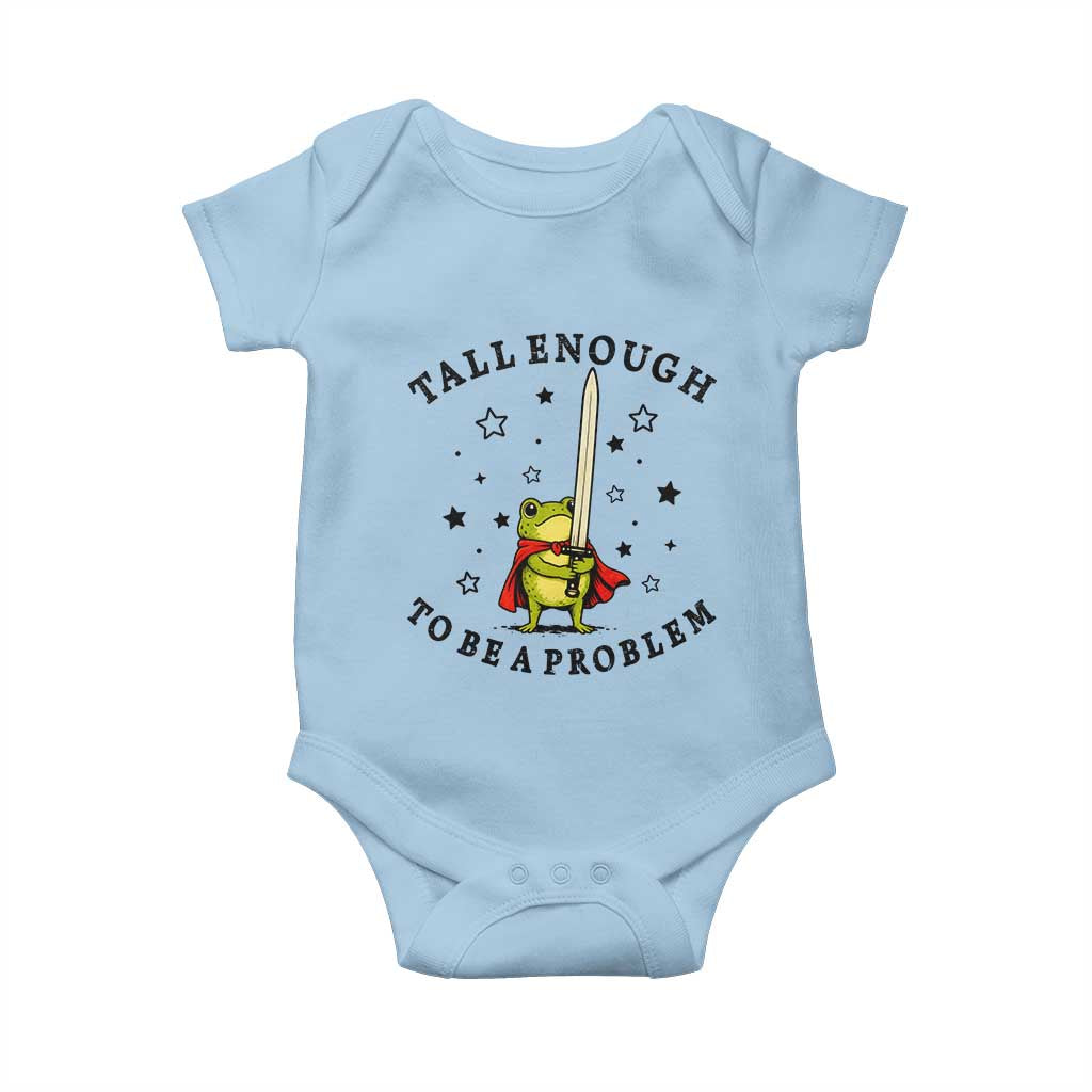Funny Tall Enough To Be A Problem Baby Onesie Frog Sword Knight Medieval Fantasy Gift TS12 Light Blue Print Your Wear
