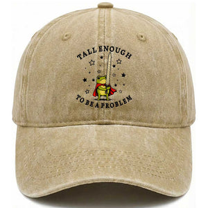 Funny Tall Enough To Be A Problem Washed Cotton Baseball Cap Frog Sword Knight Medieval Fantasy Gift TS12 Print Your Wear