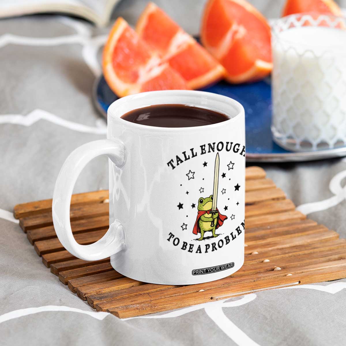 Funny Tall Enough To Be A Problem Coffee Mug Frog Sword Knight Medieval Fantasy Gift TS12 Print Your Wear
