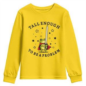 Funny Tall Enough To Be A Problem Youth Sweatshirt Frog Sword Knight Medieval Fantasy Gift TS12 Daisy Print Your Wear