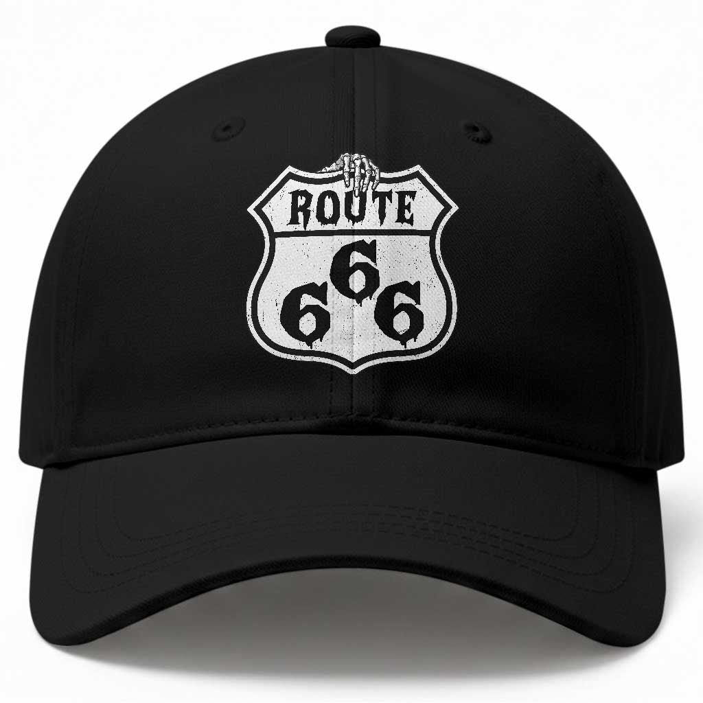 Spooky Halloween Route Highway 666 Baseball Cap Dark Haunted Road Adventure