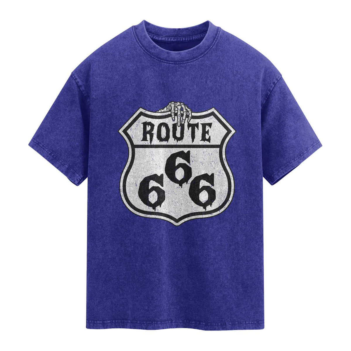 Spooky Halloween Route Highway 666 Washed Cotton T-Shirt Dark Haunted Road Adventure