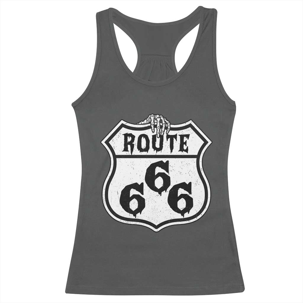 Spooky Halloween Route Highway 666 Racerback Tank Top Dark Haunted Road Adventure