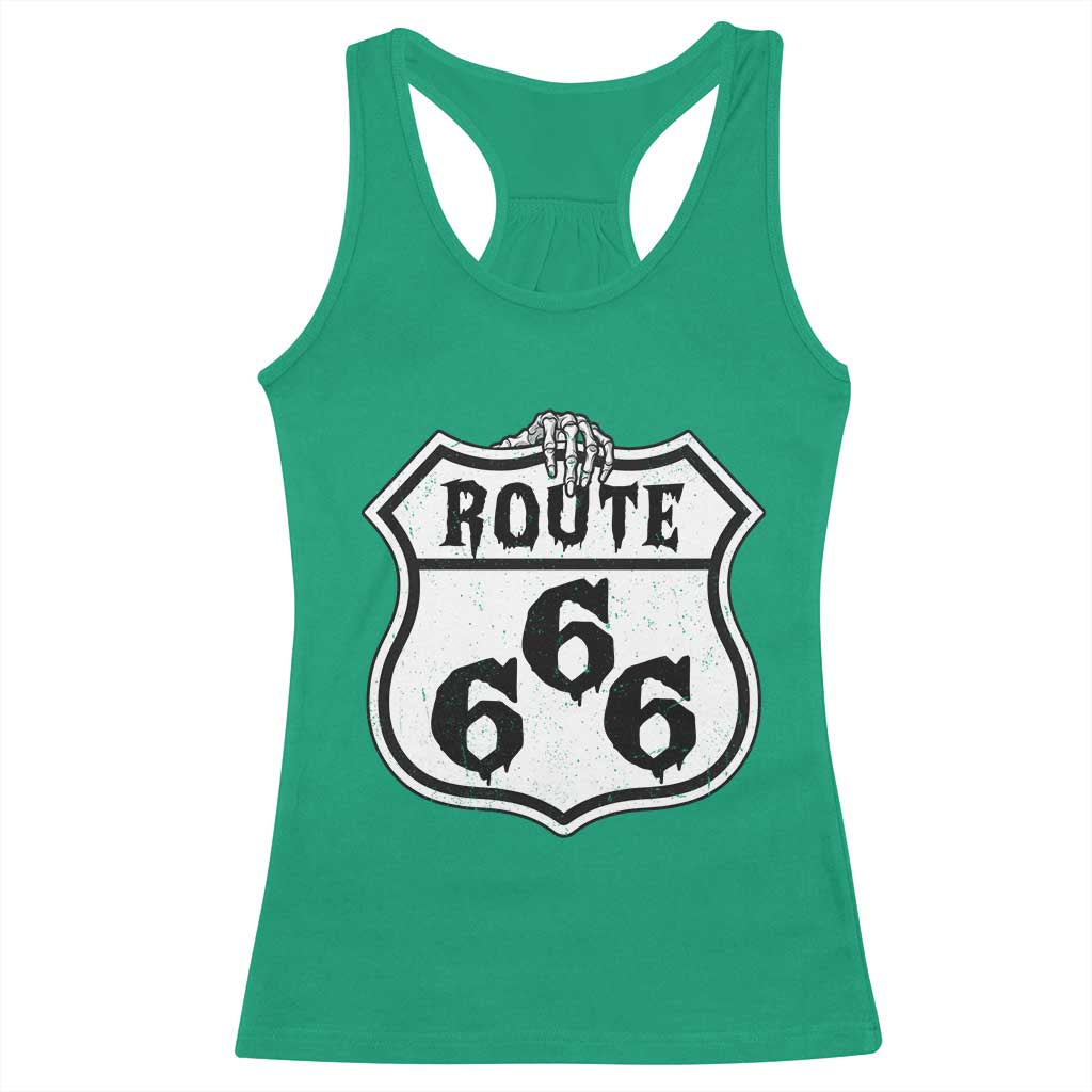Spooky Halloween Route Highway 666 Racerback Tank Top Dark Haunted Road Adventure