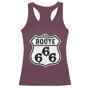 Spooky Halloween Route Highway 666 Racerback Tank Top Dark Haunted Road Adventure