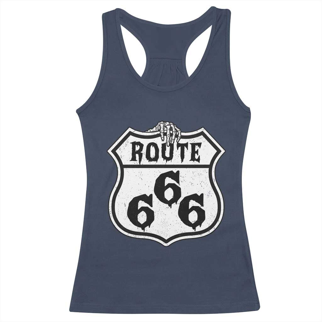 Spooky Halloween Route Highway 666 Racerback Tank Top Dark Haunted Road Adventure