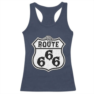 Spooky Halloween Route Highway 666 Racerback Tank Top Dark Haunted Road Adventure