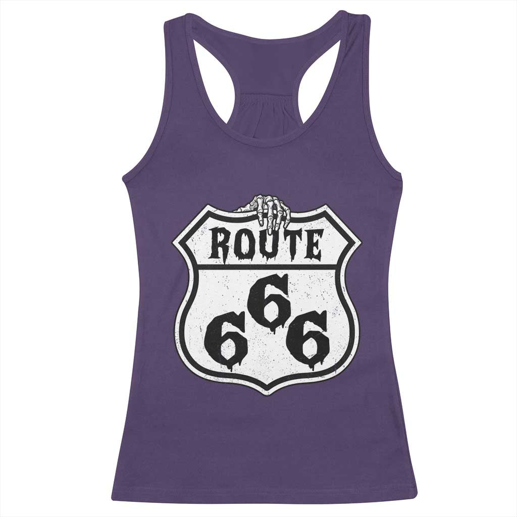 Spooky Halloween Route Highway 666 Racerback Tank Top Dark Haunted Road Adventure