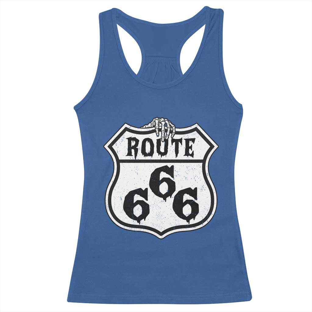 Spooky Halloween Route Highway 666 Racerback Tank Top Dark Haunted Road Adventure