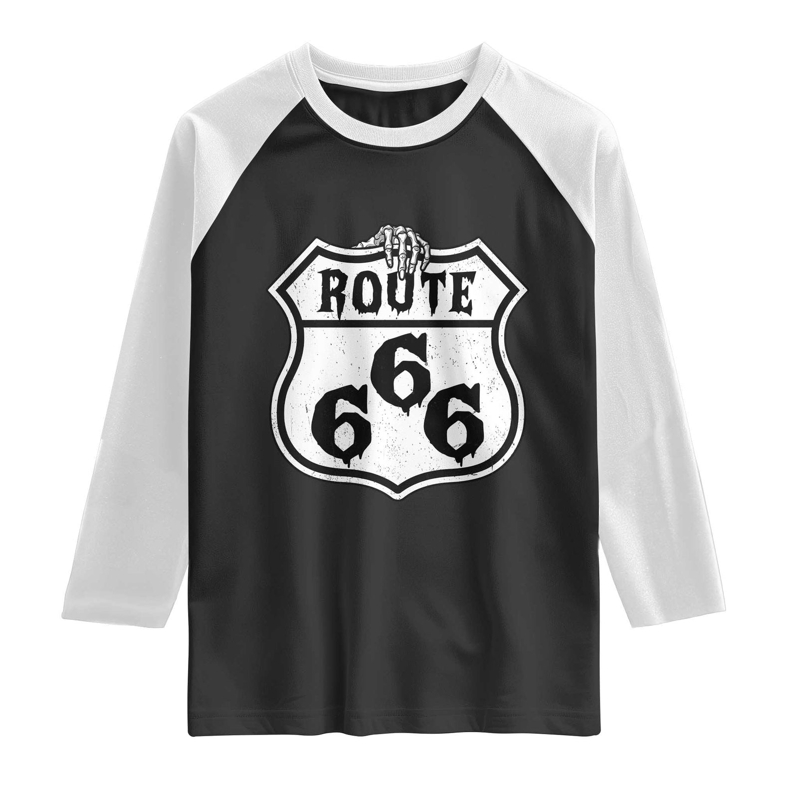 Spooky Halloween Route Highway 666 Raglan Shirt Dark Haunted Road Adventure