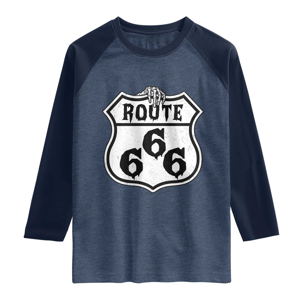 Spooky Halloween Route Highway 666 Raglan Shirt Dark Haunted Road Adventure