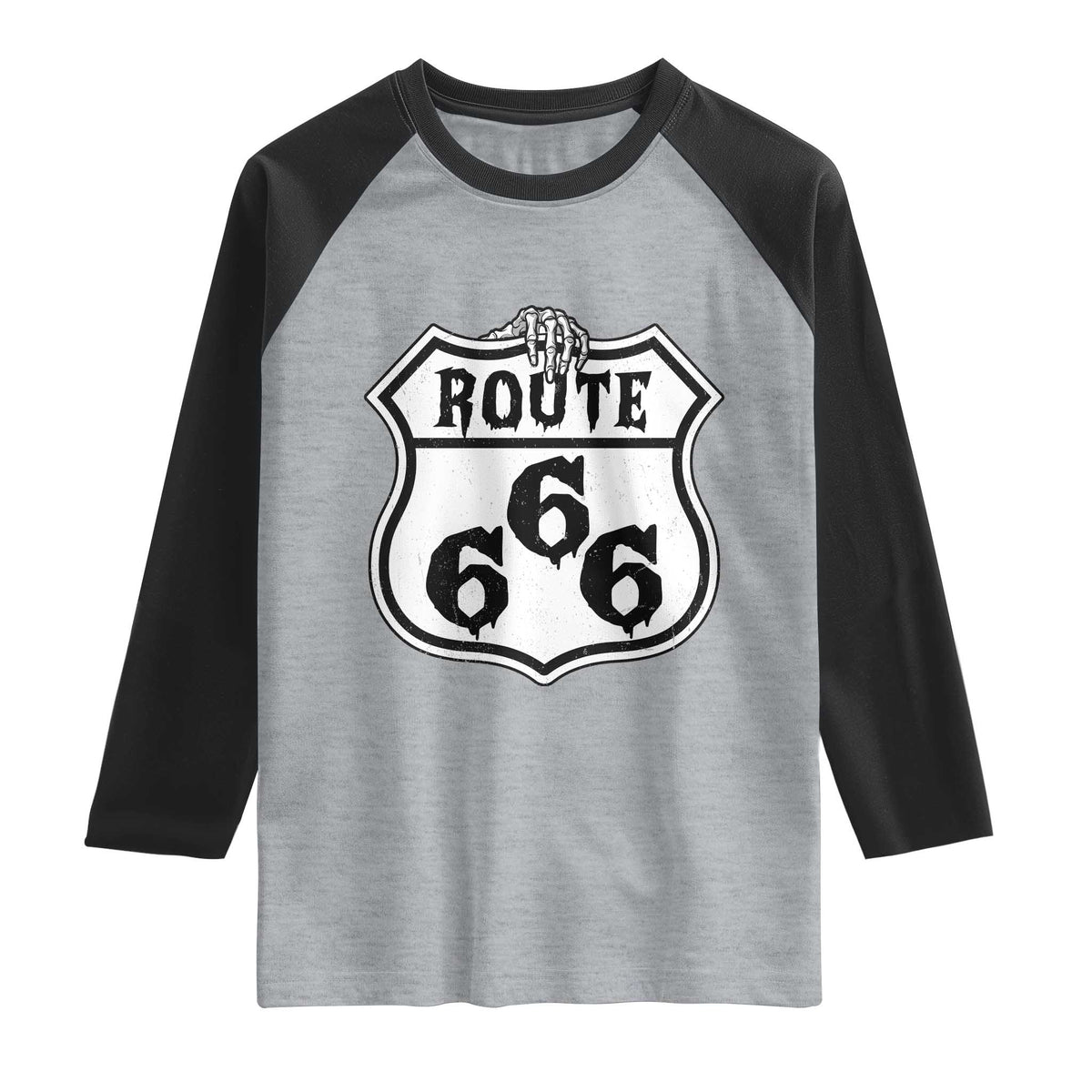 Spooky Halloween Route Highway 666 Raglan Shirt Dark Haunted Road Adventure
