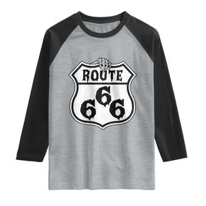 Spooky Halloween Route Highway 666 Raglan Shirt Dark Haunted Road Adventure