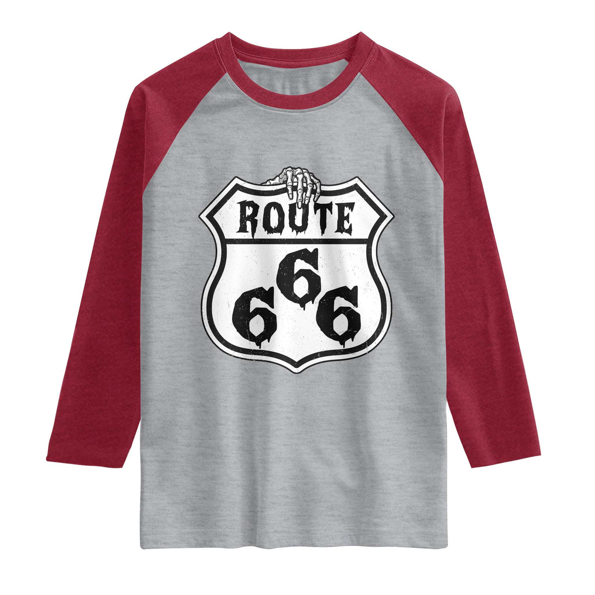 Spooky Halloween Route Highway 666 Raglan Shirt Dark Haunted Road Adventure