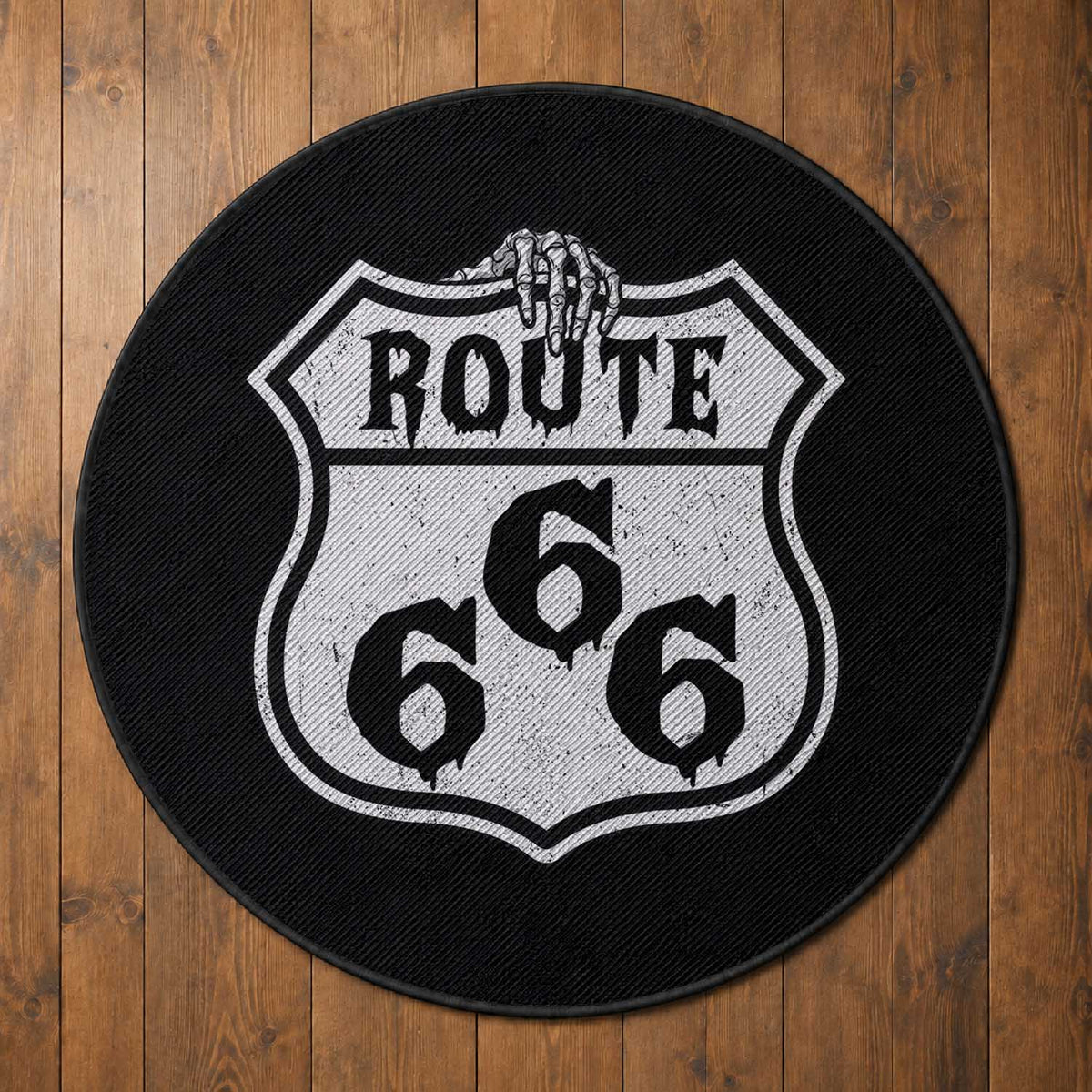 Spooky Halloween Route Highway 666 Round Rug Dark Haunted Road Adventure
