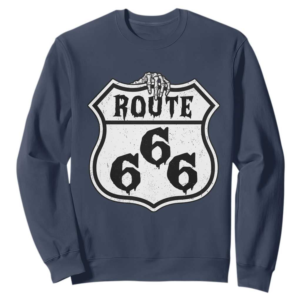 Spooky Halloween Route Highway 666 Sweatshirt Dark Haunted Road Adventure