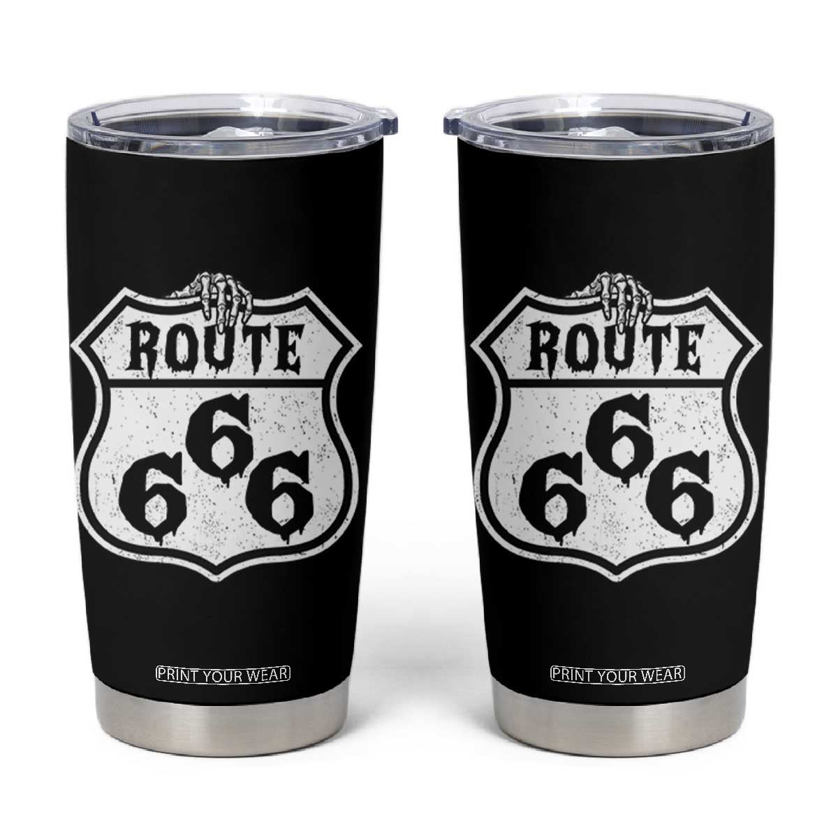 Spooky Halloween Route Highway 666 Tumbler Cup Dark Haunted Road Adventure