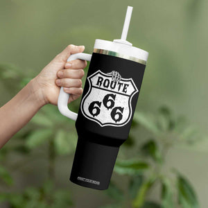 Spooky Halloween Route Highway 666 Tumbler With Handle Dark Haunted Road Adventure