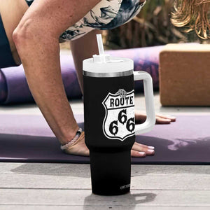 Spooky Halloween Route Highway 666 Tumbler With Handle Dark Haunted Road Adventure