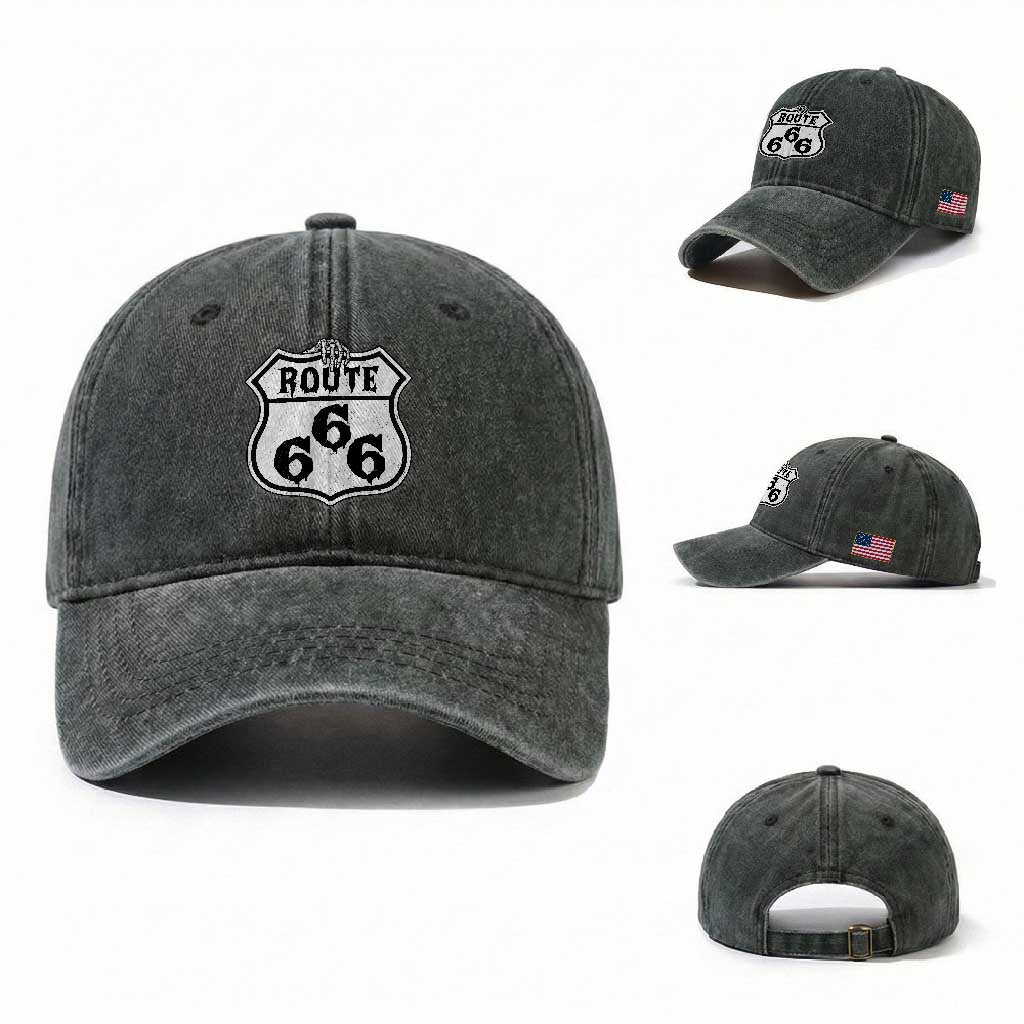 Spooky Halloween Route Highway 666 Washed Cotton Baseball Cap Dark Haunted Road Adventure