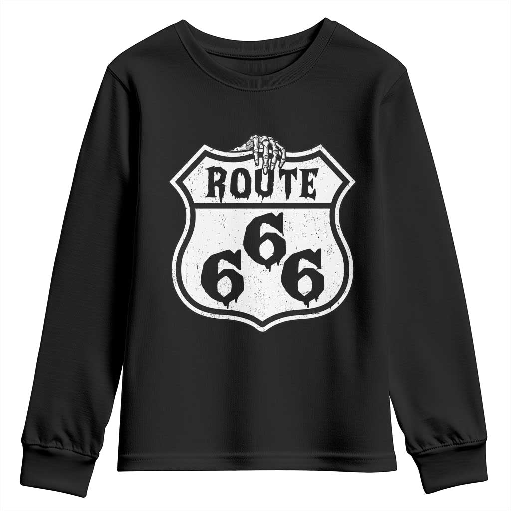 Spooky Halloween Route Highway 666 Youth Sweatshirt Dark Haunted Road Adventure