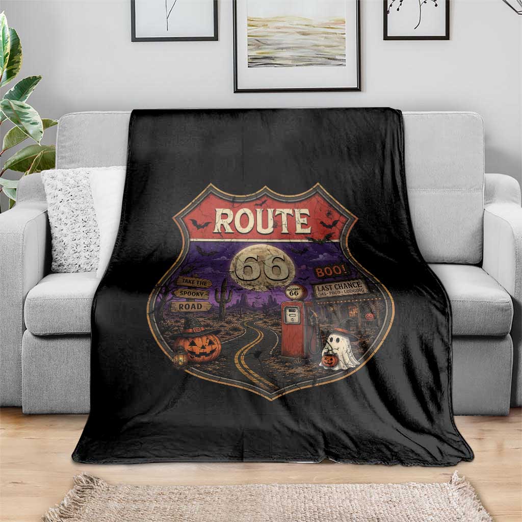 Halloween Route Highway 66 Throw Blanket Spooky Mother Road Travel