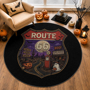 Halloween Route Highway 66 Round Rug Spooky Mother Road Travel