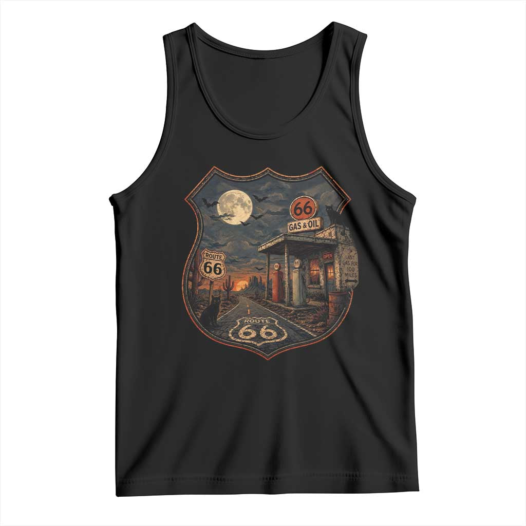 Spooky Route 66 Halloween Gas Station Tank Top American Road Trip Adventure